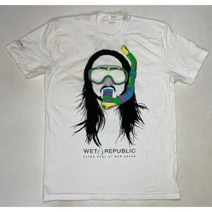Steve Aoki Pool Party Wet Republic Graphic T-shirt Men Medium White Music